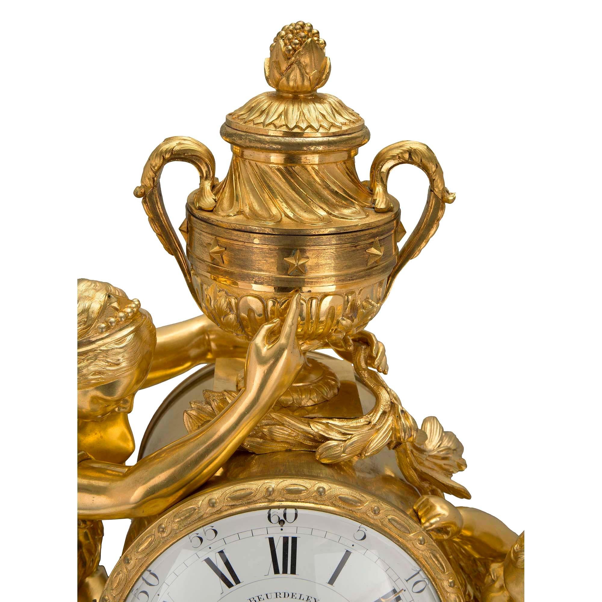 French Mid 19th Century Louis XVI St. Clock in Ormolu Signed ‘Beurdeley À Paris’ For Sale 2