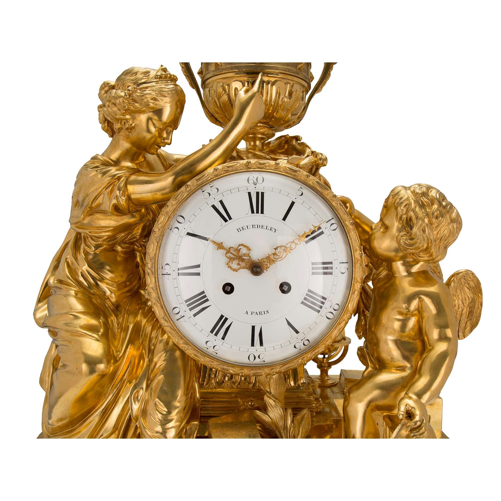 French Mid 19th Century Louis XVI St. Clock in Ormolu Signed ‘Beurdeley À Paris’ For Sale 3