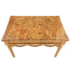 French Mid-19th Century Louis XVI St. Giltwood and Marble Center Table