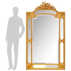 French Mid 19th Century Louis XVI St. Giltwood Double Framed Mirror