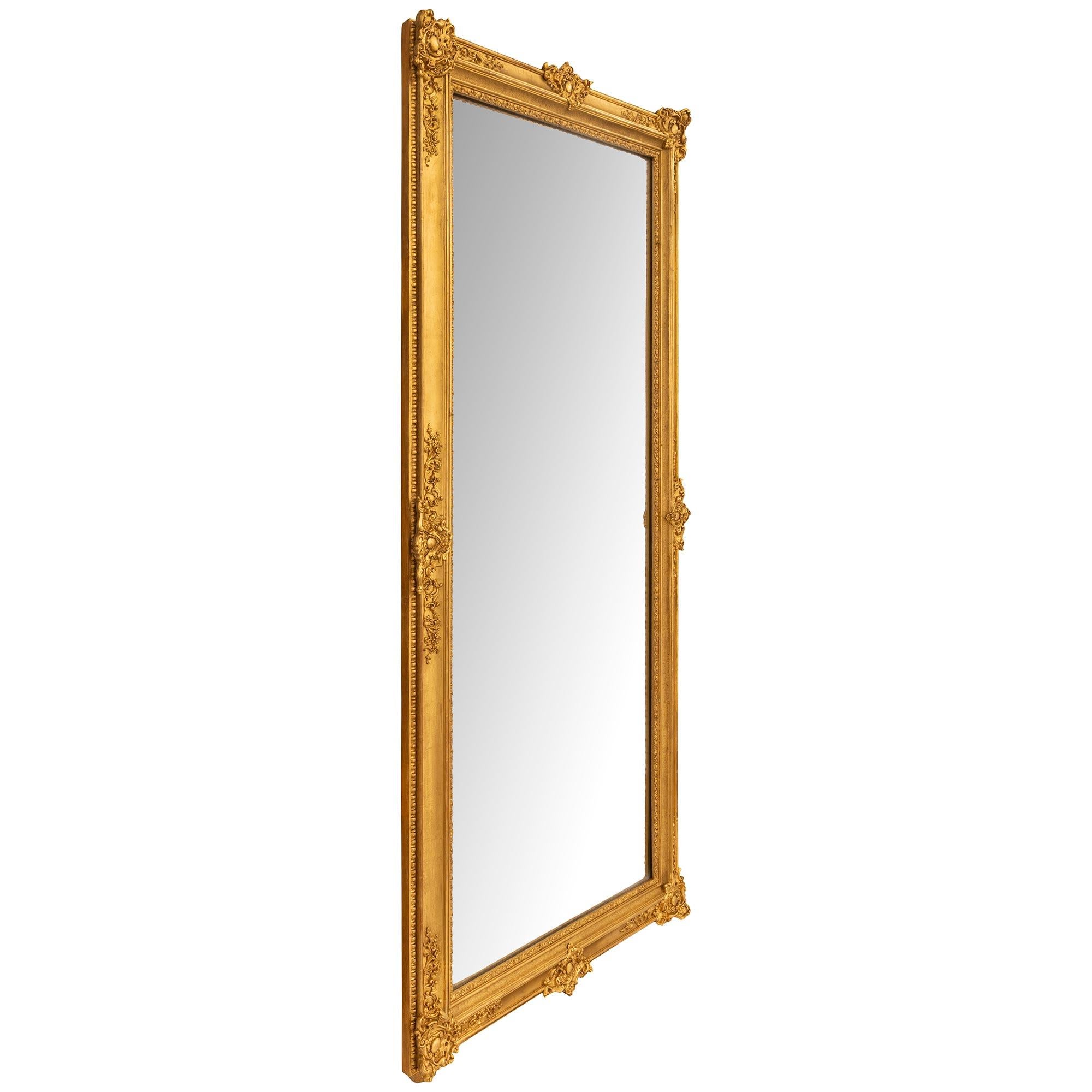 French Mid 19th Century Louis XVI St. Giltwood Mirror In Good Condition For Sale In West Palm Beach, FL
