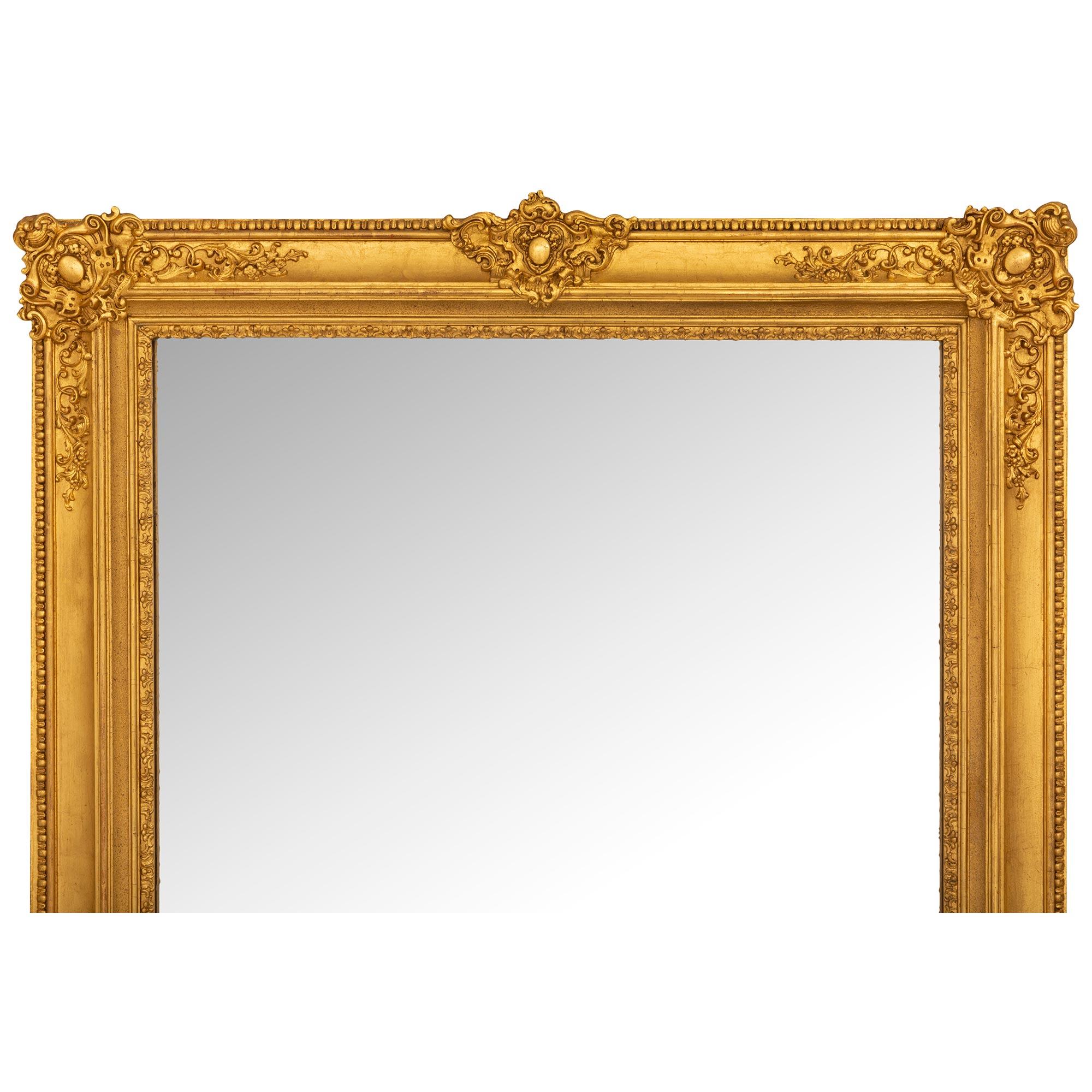 French Mid 19th Century Louis XVI St. Giltwood Mirror For Sale 1