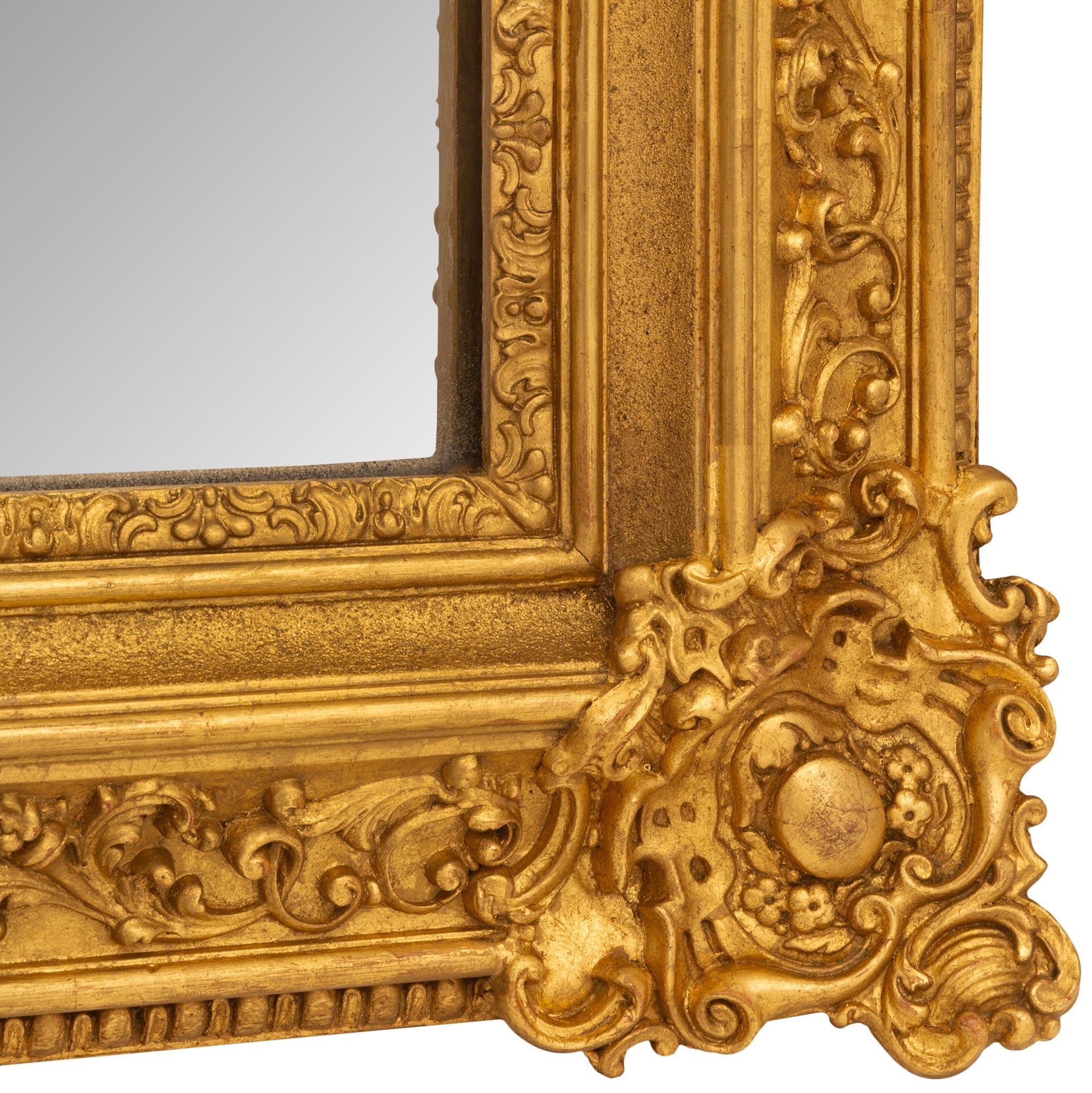French Mid 19th Century Louis XVI St. Giltwood Mirror For Sale 4