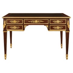 French mid 19th century Louis XVI st. Mahogany and Ormolu desk