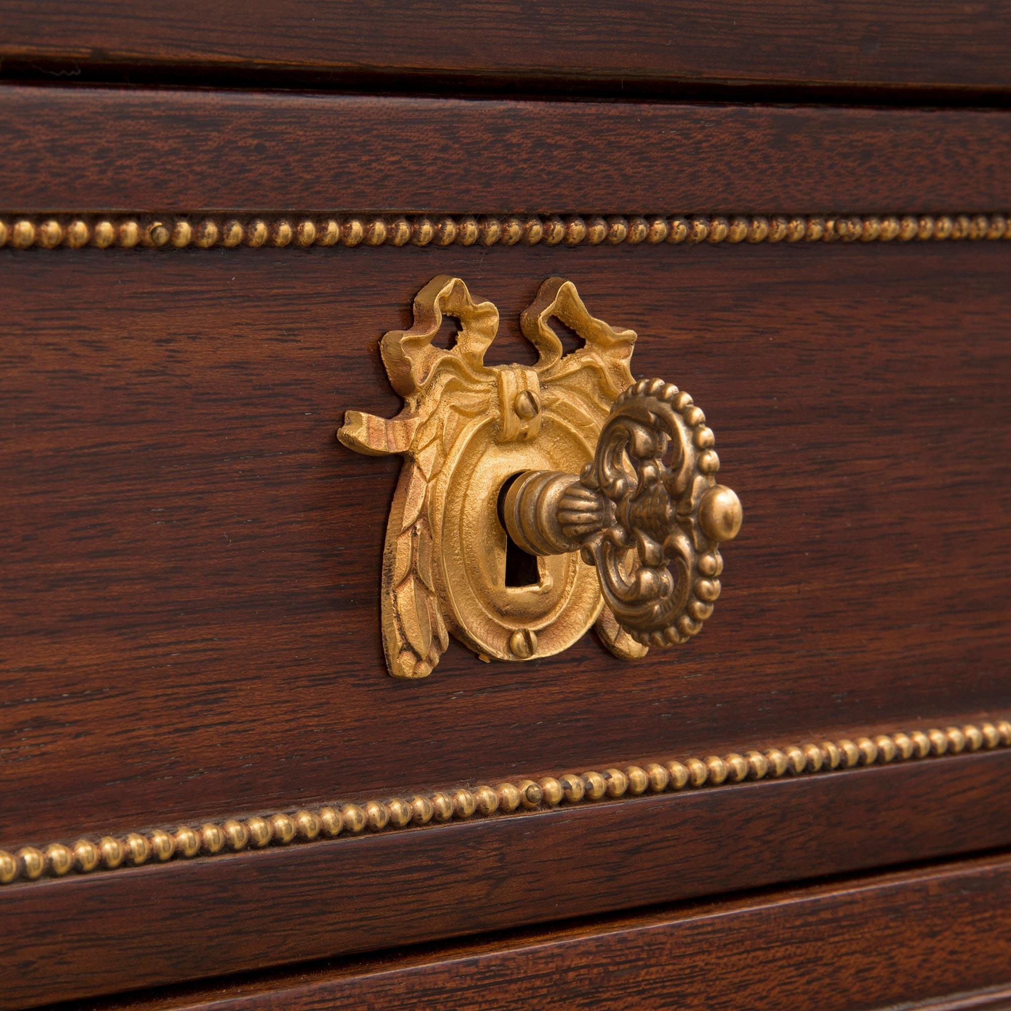 French Mid 19th Century Louis XVI St. Mahogany, Ormolu, and Marble Chest 3