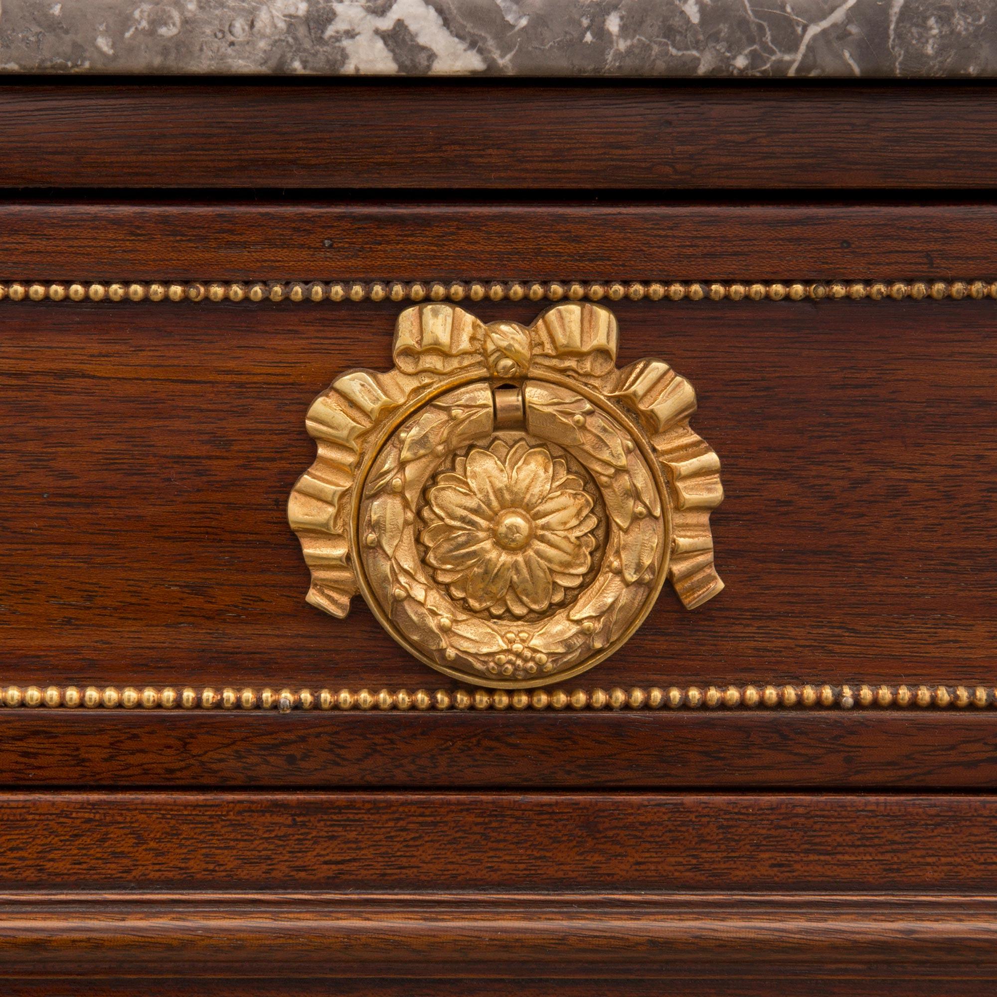 French Mid 19th Century Louis XVI St. Mahogany, Ormolu, and Marble Chest 4