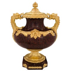 French Mid-19th Century Louis XVI St. Marble and Ormolu Lidded Urn