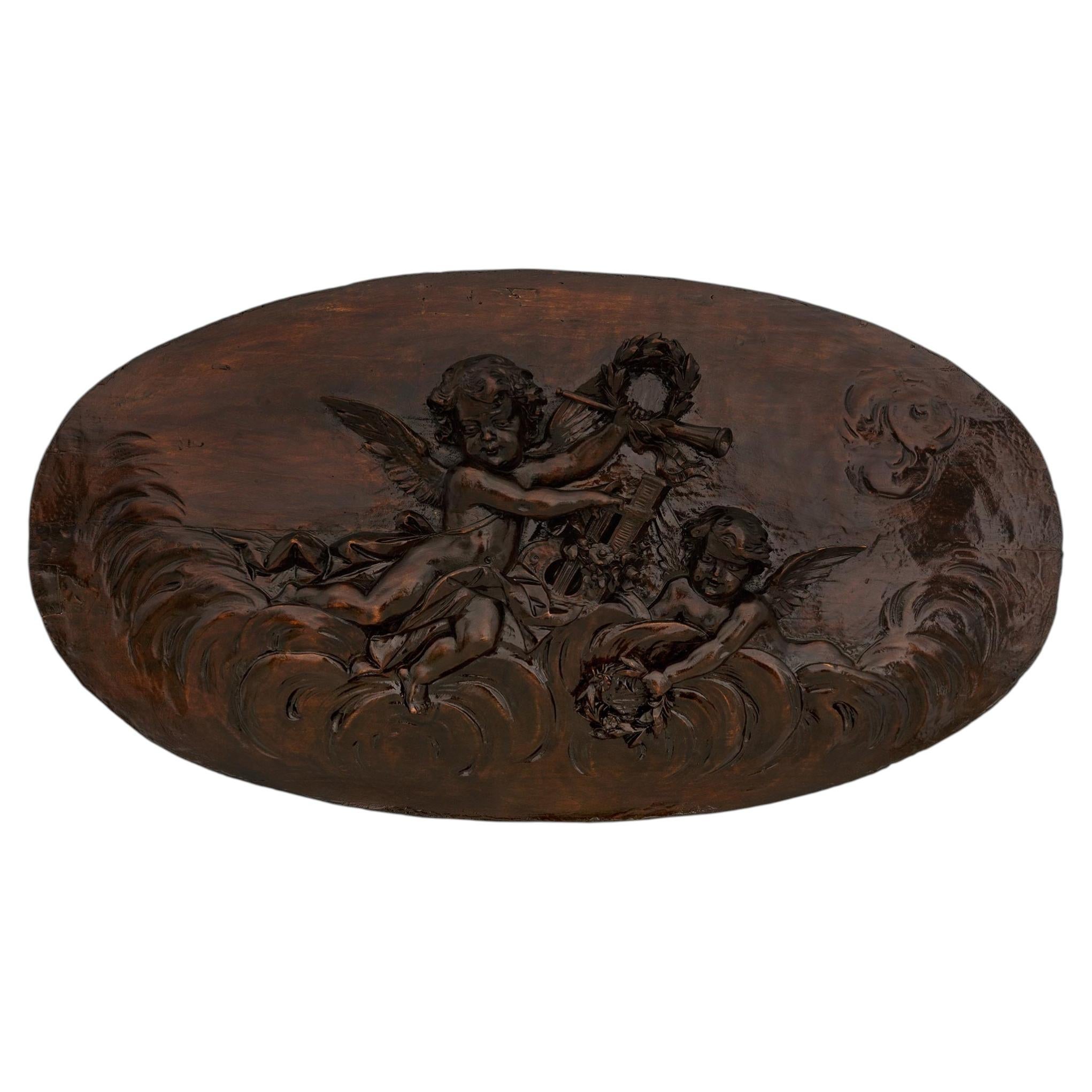 French mid 19th century Louis XVI st. Oak wall decor/plaque For Sale