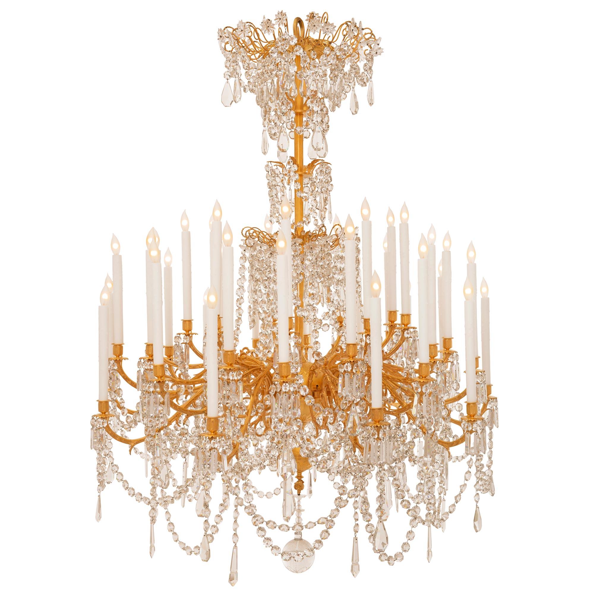French Mid 19th Century Louis XVI St. Ormolu and Baccarat Crystal Chandelier In Good Condition For Sale In West Palm Beach, FL