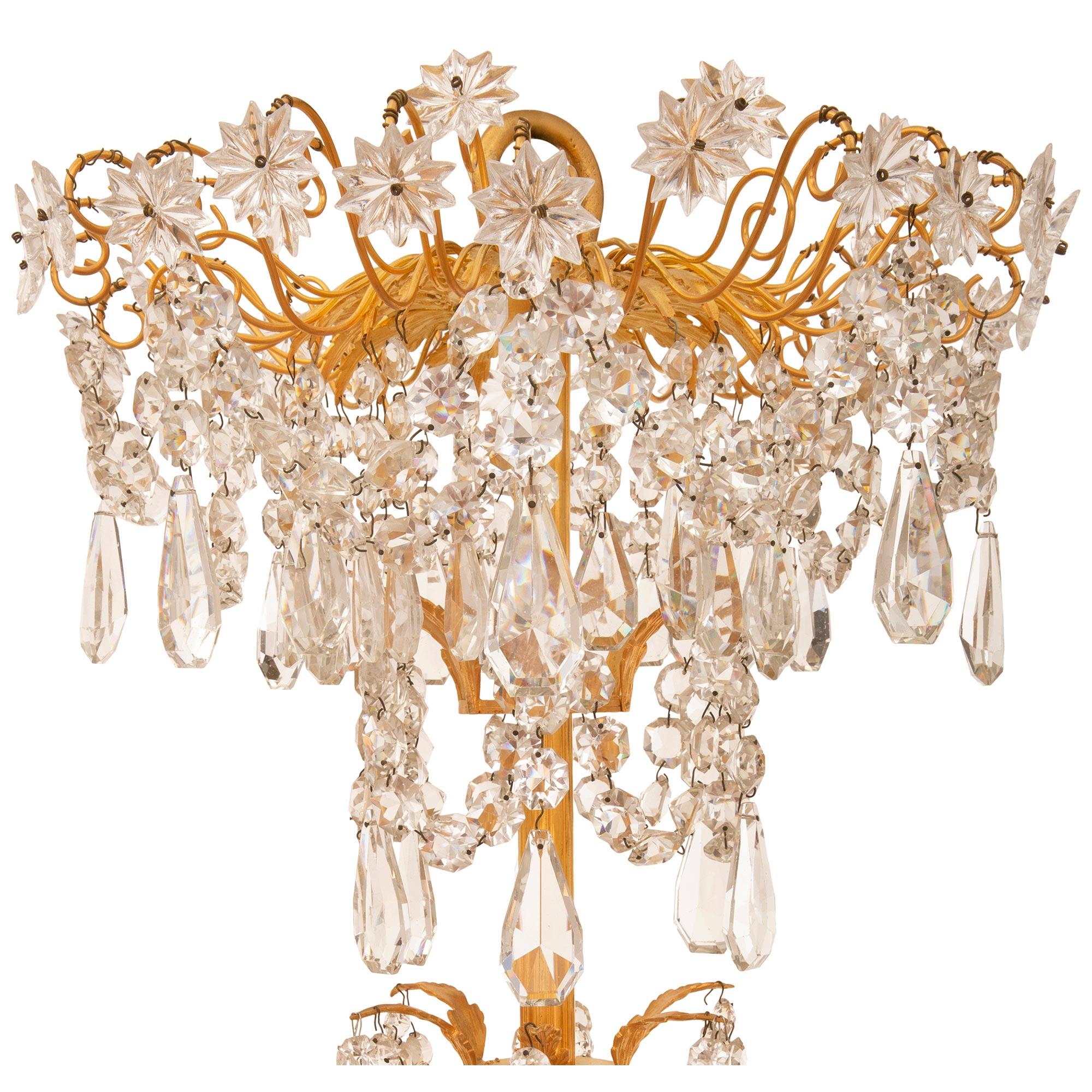 French Mid 19th Century Louis XVI St. Ormolu and Baccarat Crystal Chandelier For Sale 1