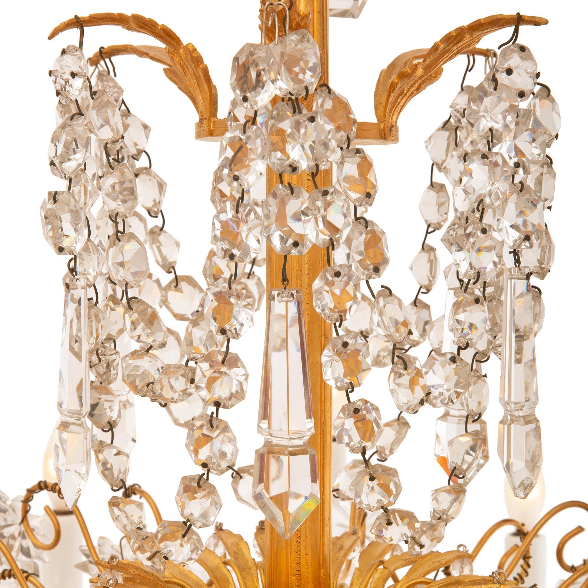 French Mid 19th Century Louis XVI St. Ormolu and Baccarat Crystal Chandelier For Sale 2