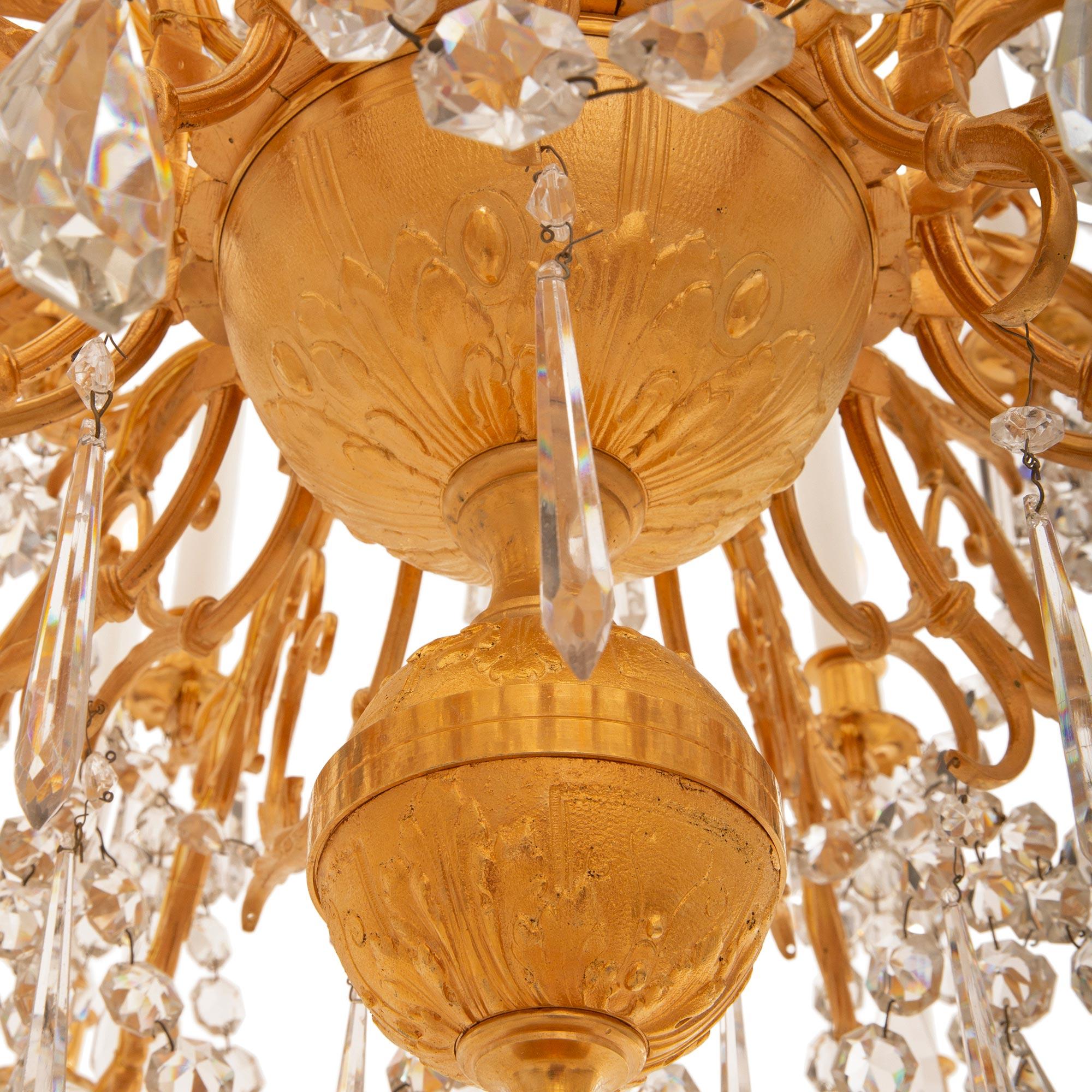 French Mid 19th Century Louis XVI St. Ormolu and Baccarat Crystal Chandelier For Sale 4