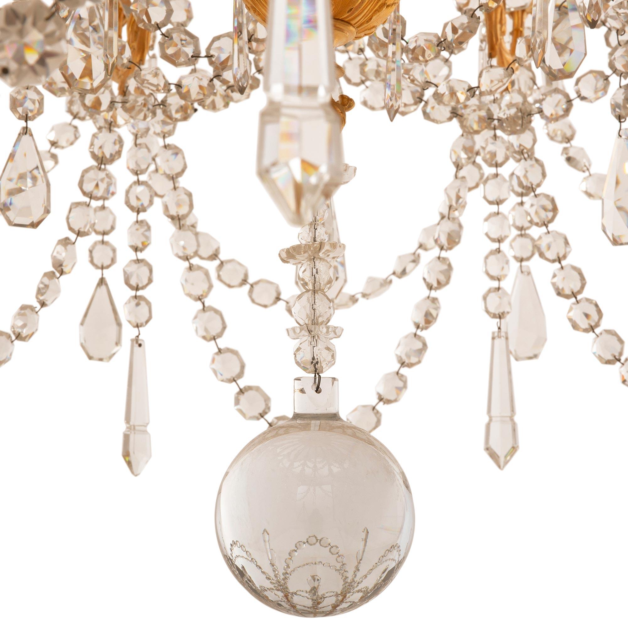 French Mid 19th Century Louis XVI St. Ormolu and Baccarat Crystal Chandelier For Sale 6