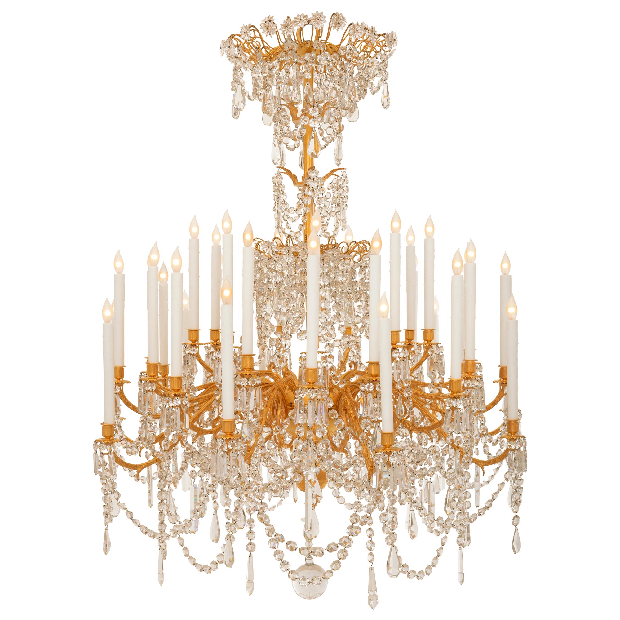 French Mid 19th Century Louis XVI St. Ormolu and Baccarat Crystal Chandelier For Sale