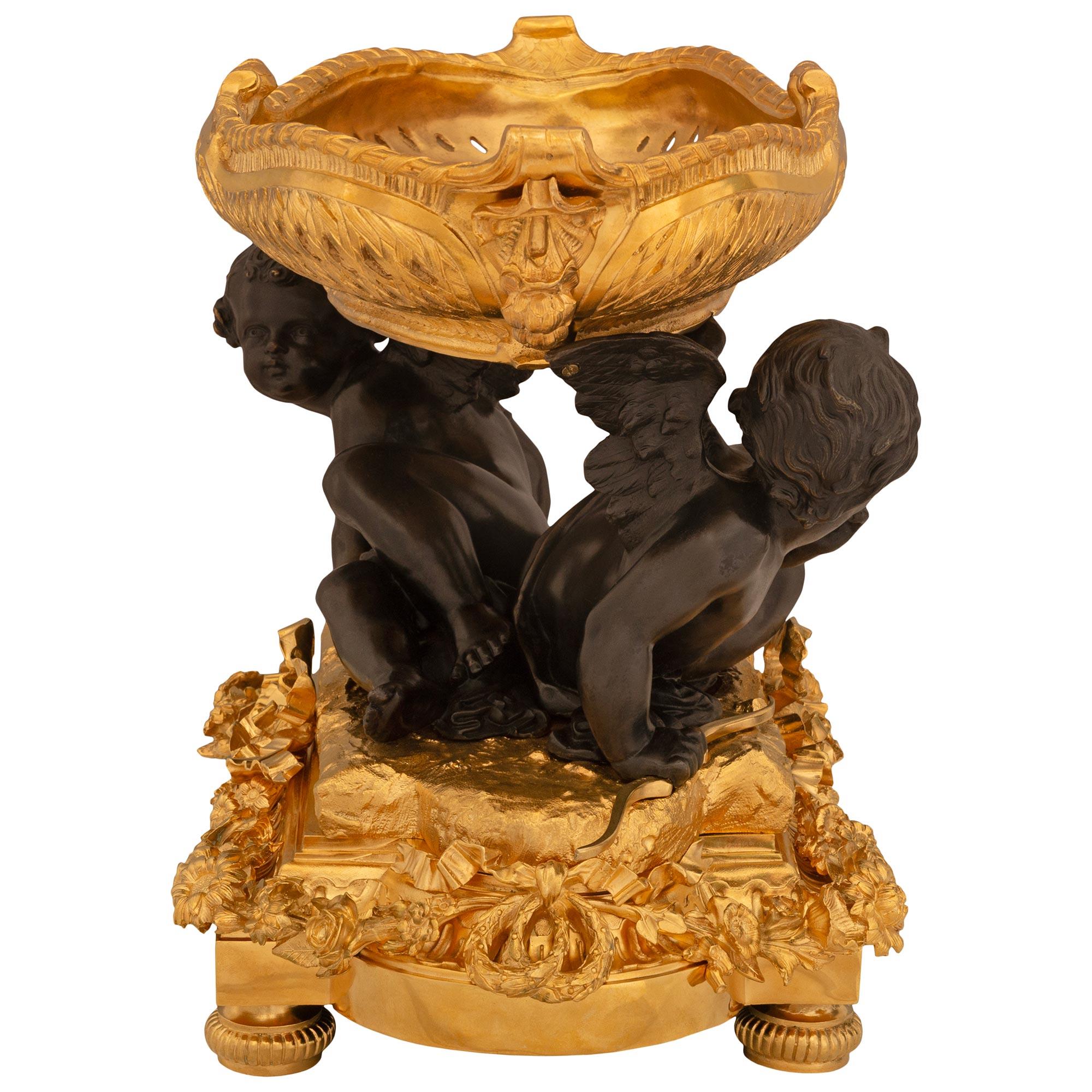 French Mid 19th Century Louis XVI St. Ormolu And Patinated Bronze Centerpiece For Sale 1