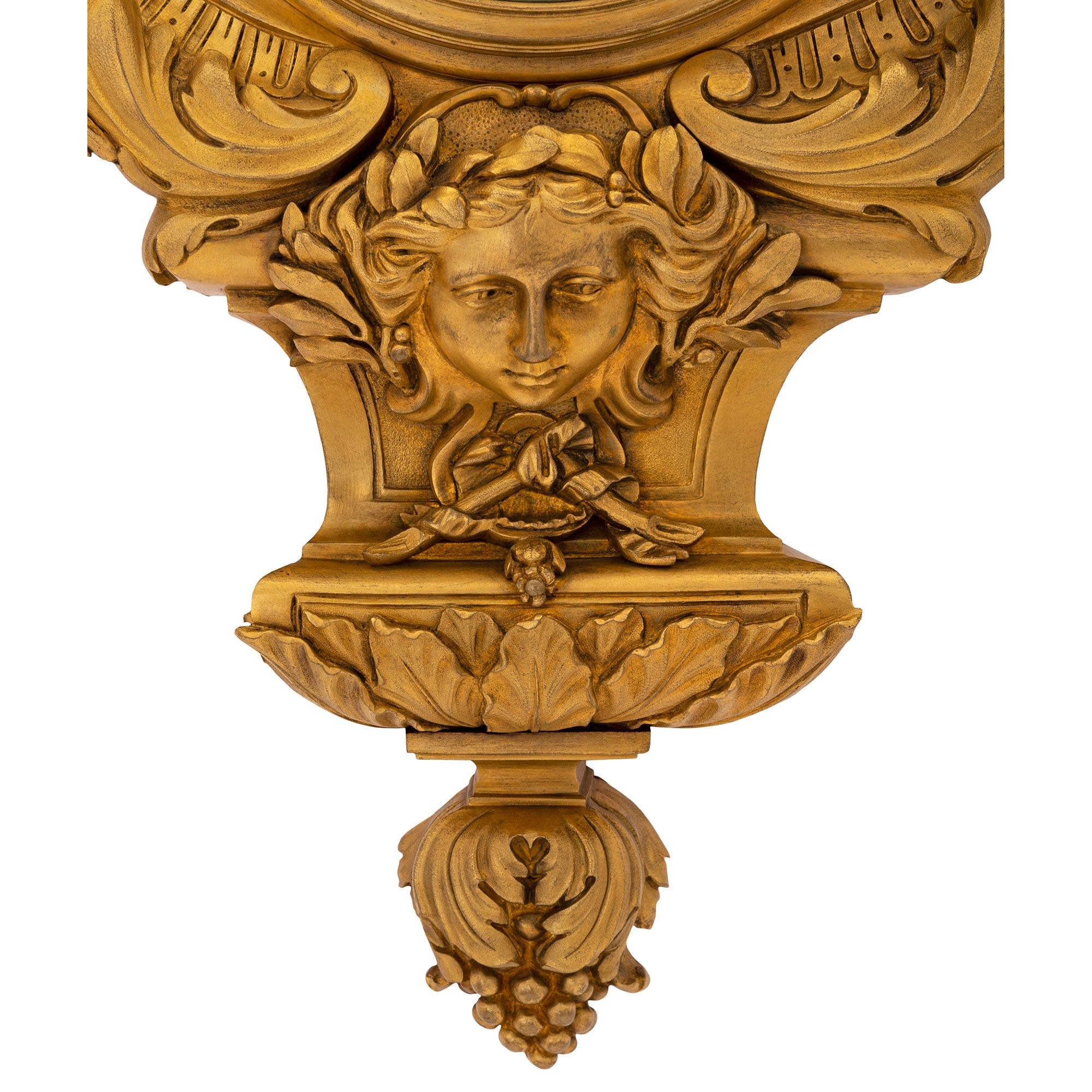 Mitte des 19. Jahrhunderts Französische Louis XVI St. Goldbronze-Kaminuhr, signiert 'Pons' im Angebot 3