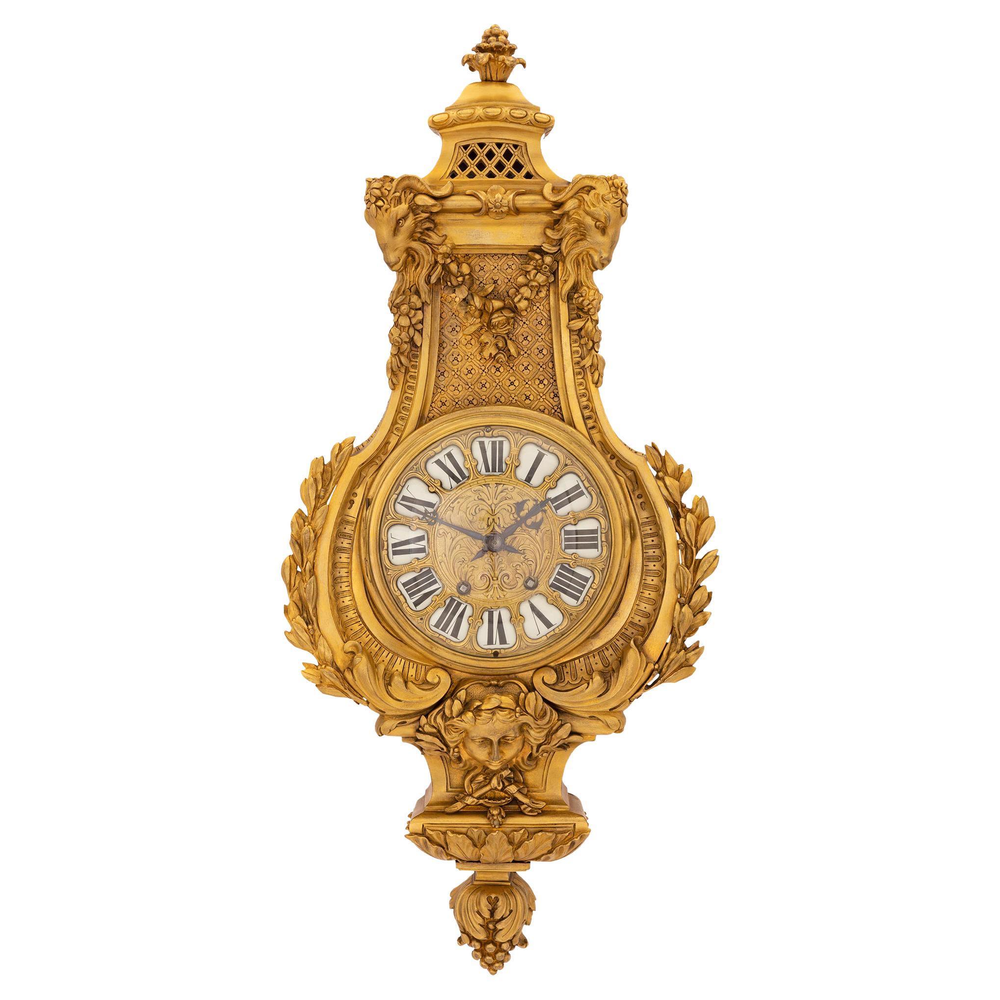 French Mid 19th Century Louis XVI St. Ormolu Cartel Clock, Signed ‘Pons’ For Sale