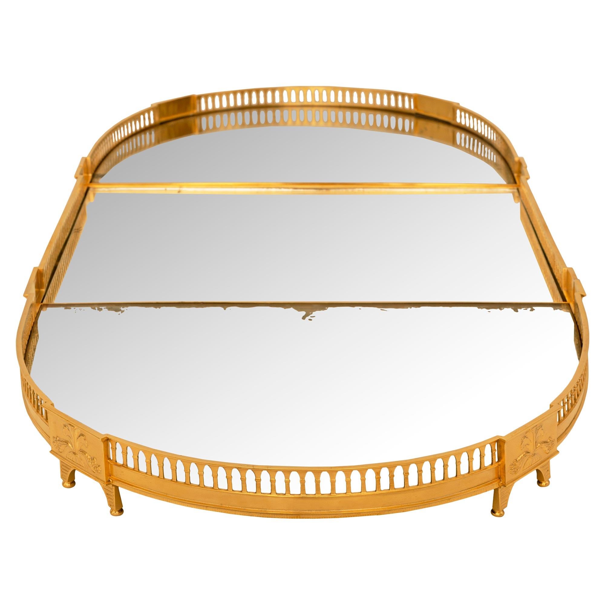 19th Century French mid 19th century Louis XVI st. Ormolu centerpiece plateau For Sale