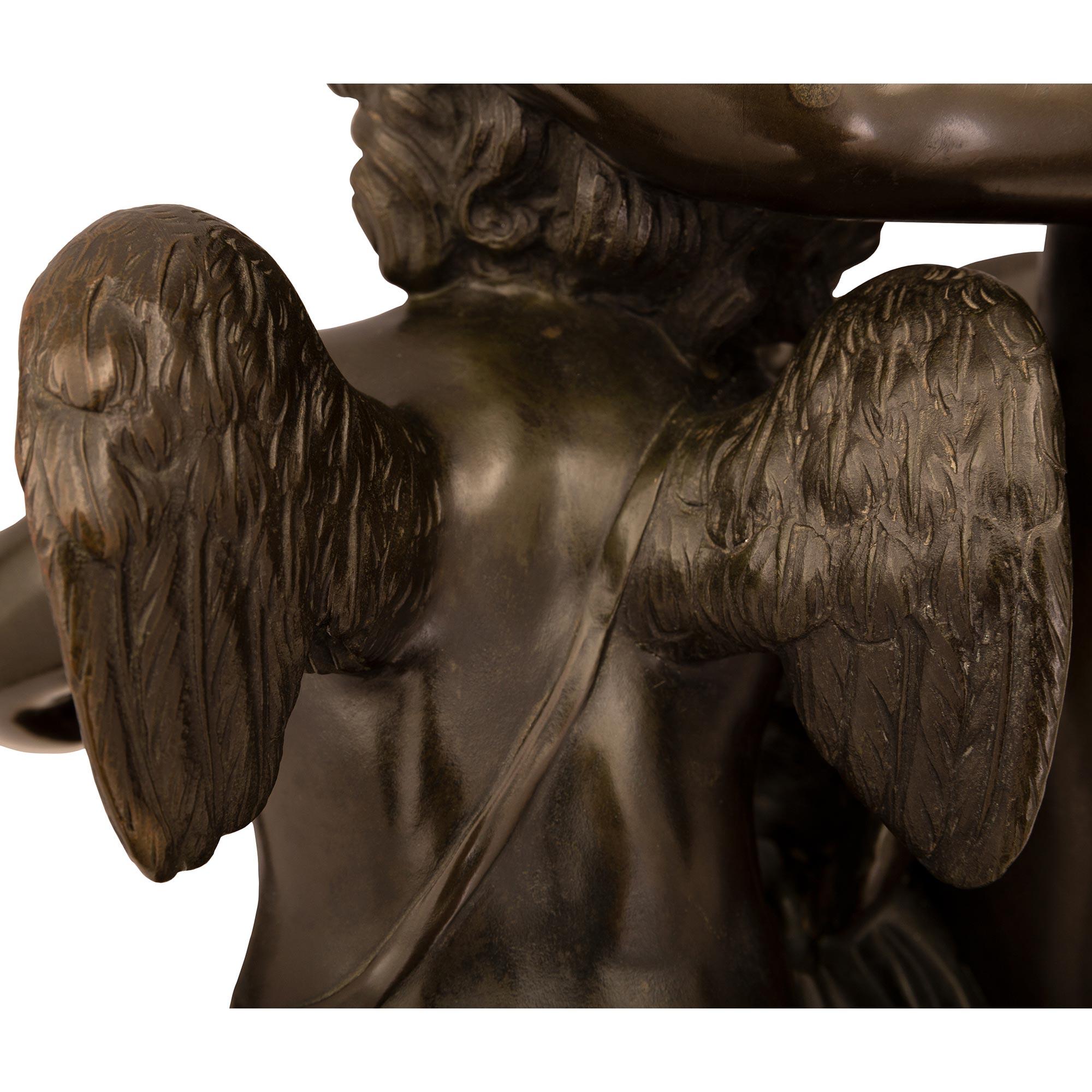 French Mid-19th Century Louis XVI St. Patinated Bronze, Ormolu and Marble Statue For Sale 5