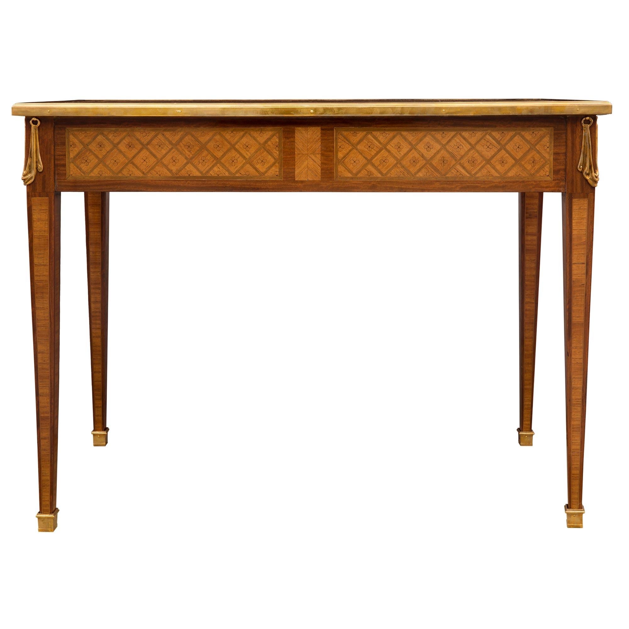 French Mid-19th Century Louis XVI Style Tulipwood, Kingwood and Charmwood Desk For Sale 3