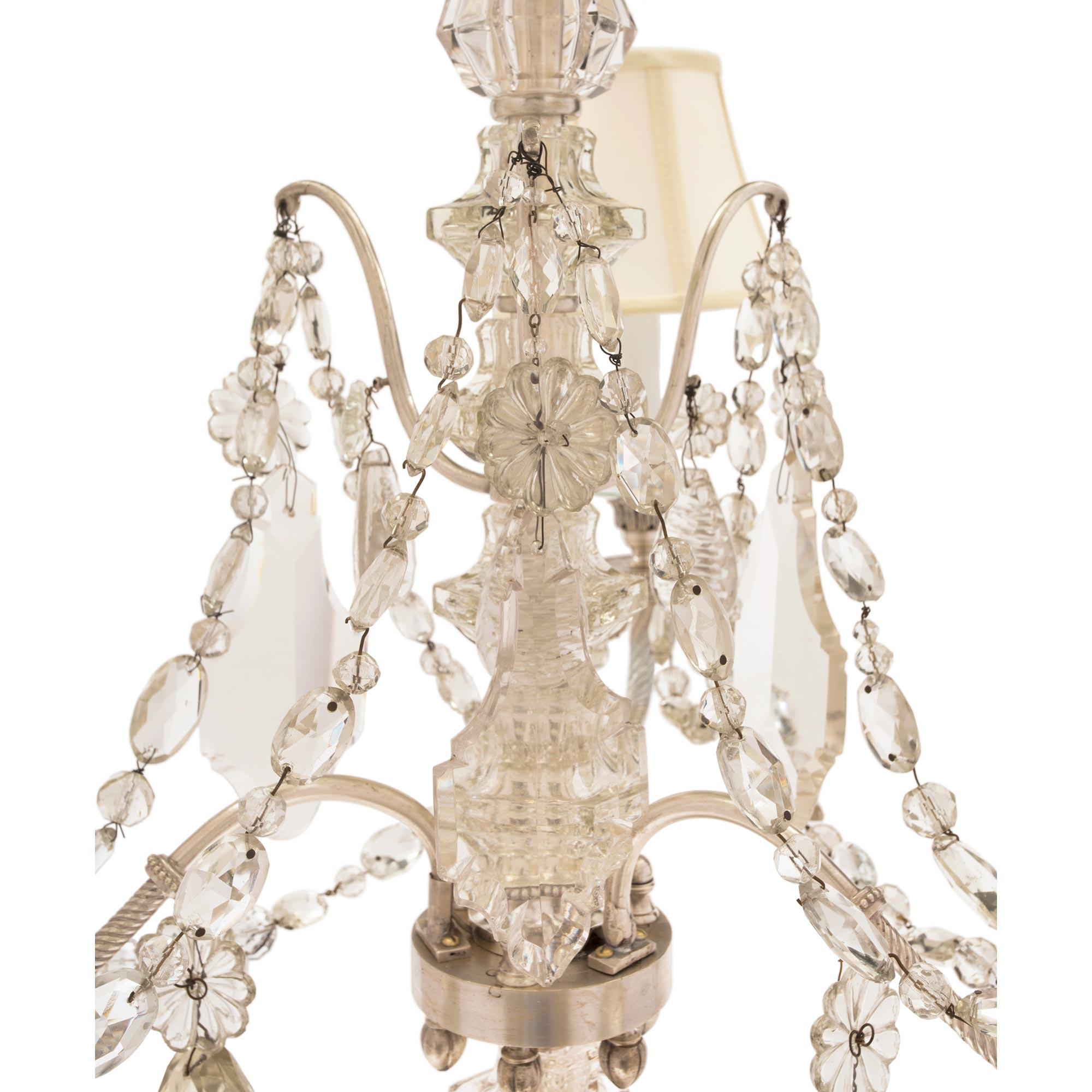 French Mid-19th Century Louis XVI Style Baccarat Crystal and Bronze Chandelier For Sale 2