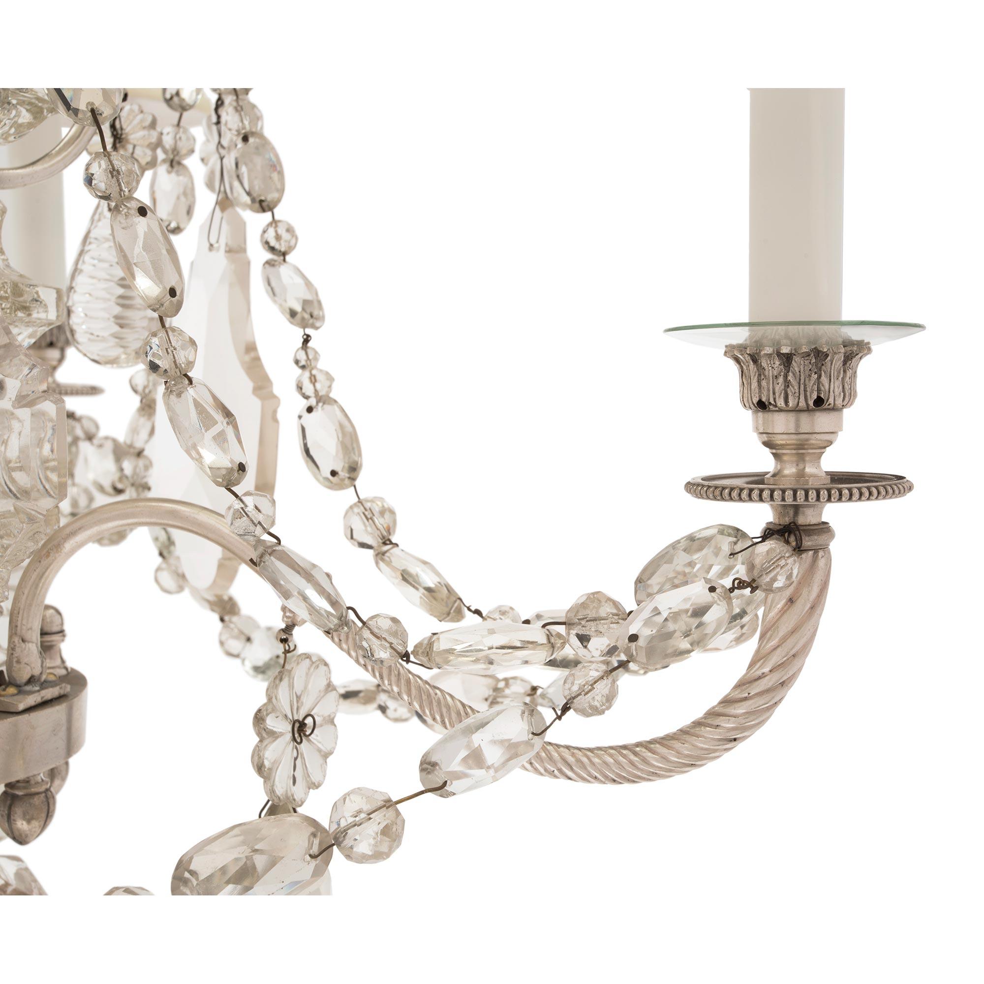 French Mid-19th Century Louis XVI Style Baccarat Crystal and Bronze Chandelier For Sale 3