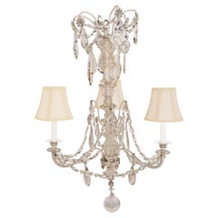 French Mid-19th Century Louis XVI Style Baccarat Crystal and Bronze Chandelier