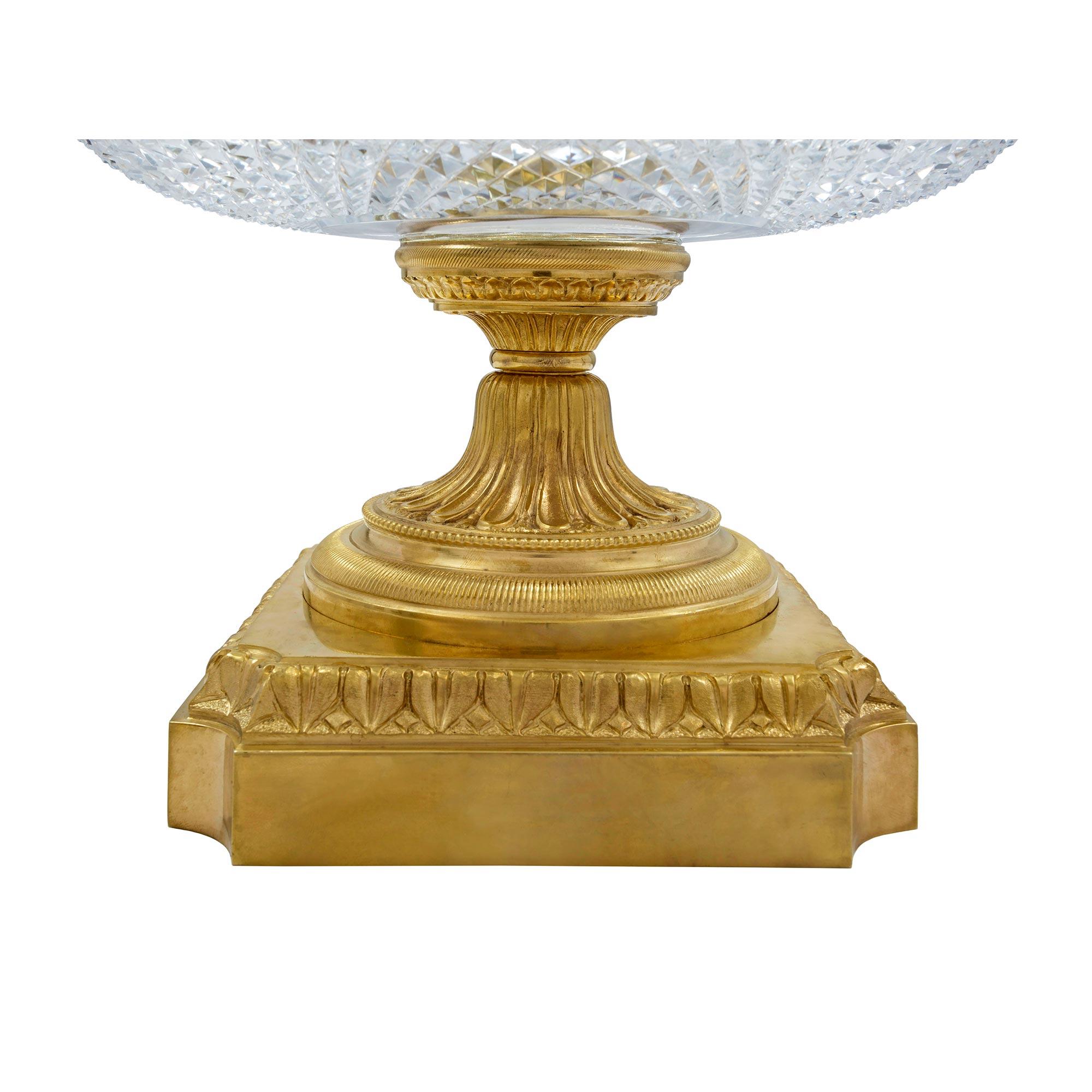 French Mid-19th Century Louis XVI Style Baccarat Crystal and Ormolu Centerpiece For Sale 7