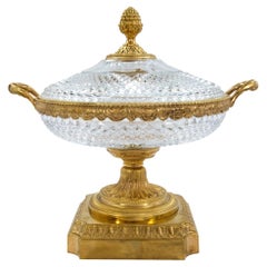 Antique French Mid-19th Century Louis XVI Style Baccarat Crystal and Ormolu Centerpiece