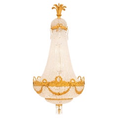 French mid 19th century Louis XVI st. Baccarat Crystal and Ormolu chandelier
