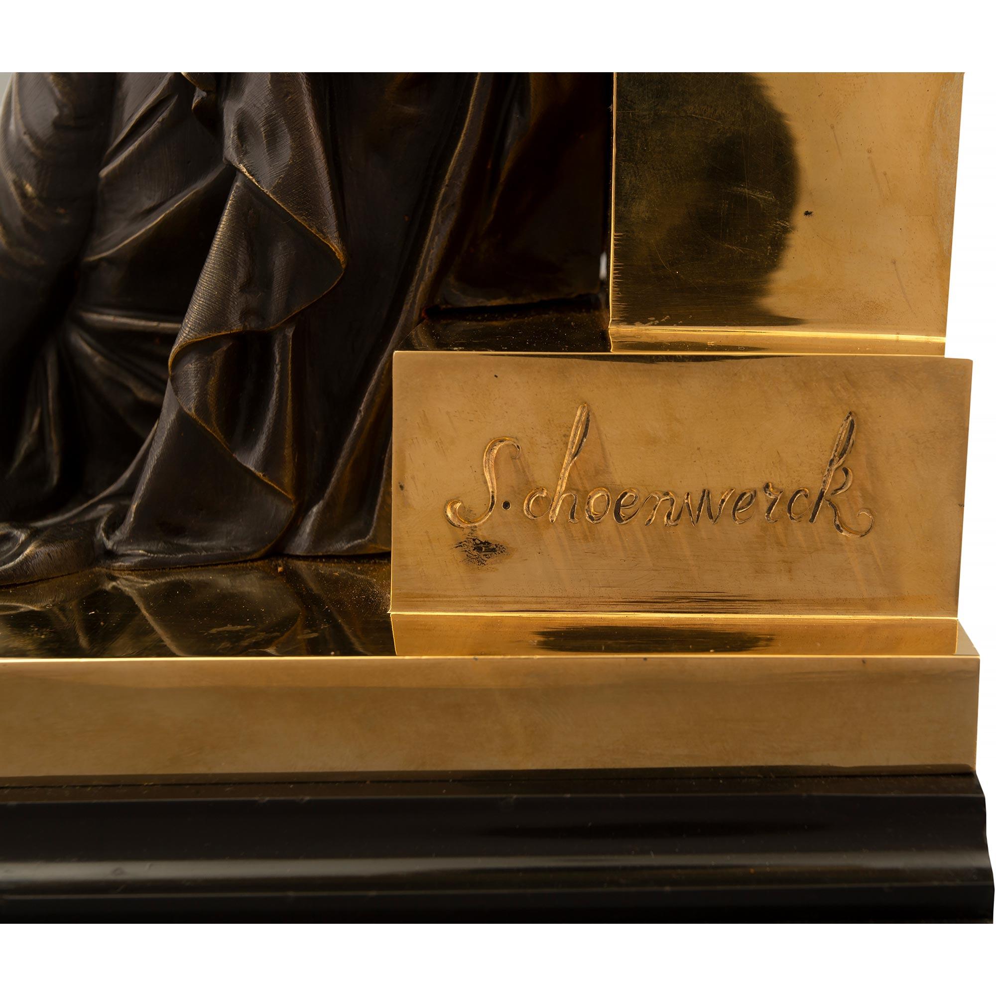 Bronze- und Goldbronze-Statue von Schoenwerck im Louis-XVI.-Stil aus der Mitte des 19. Jahrhunderts im Angebot 6