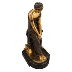 Bronze- und Goldbronze-Statue von Schoenwerck im Louis-XVI.-Stil aus der Mitte des 19. Jahrhunderts