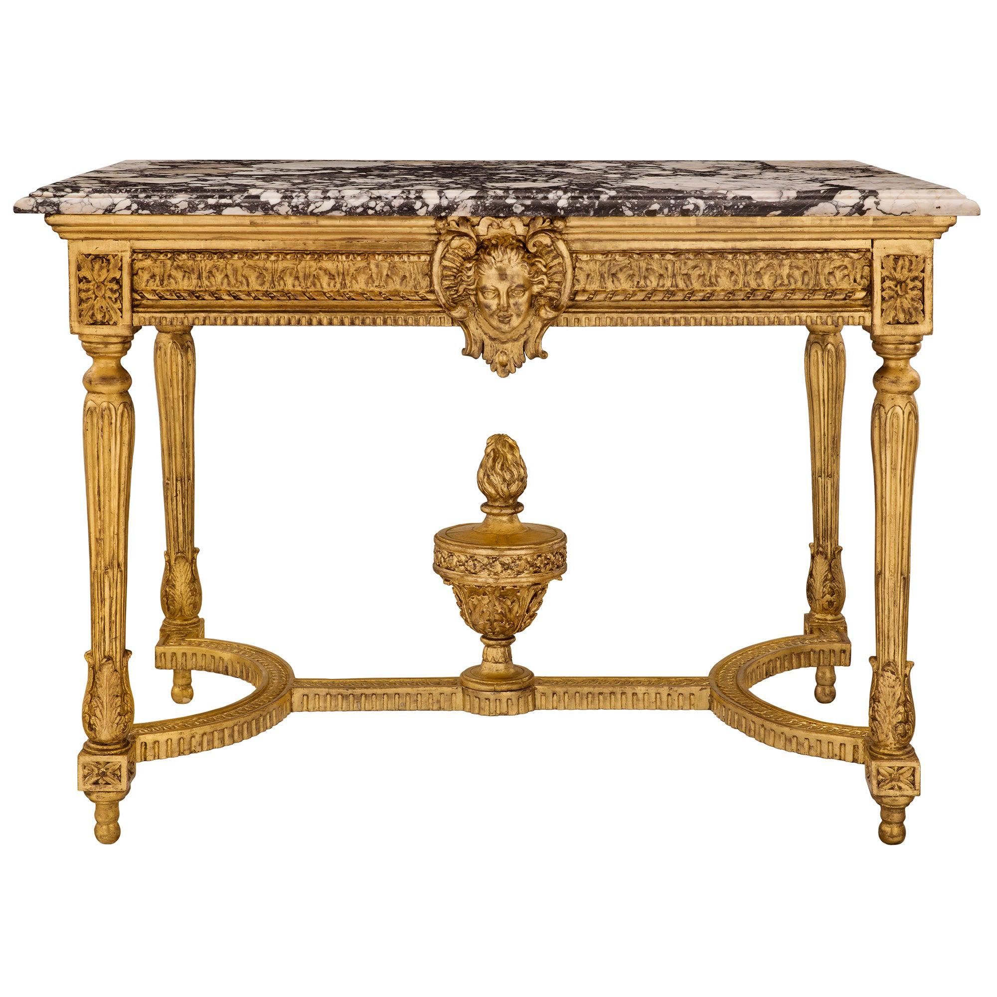 French Mid-19th Century Louis XVI Style Giltwood Center Table For Sale