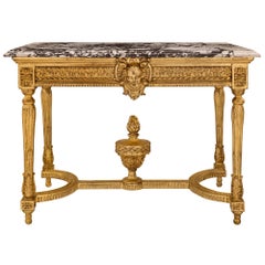 French Mid-19th Century Louis XVI Style Giltwood Center Table