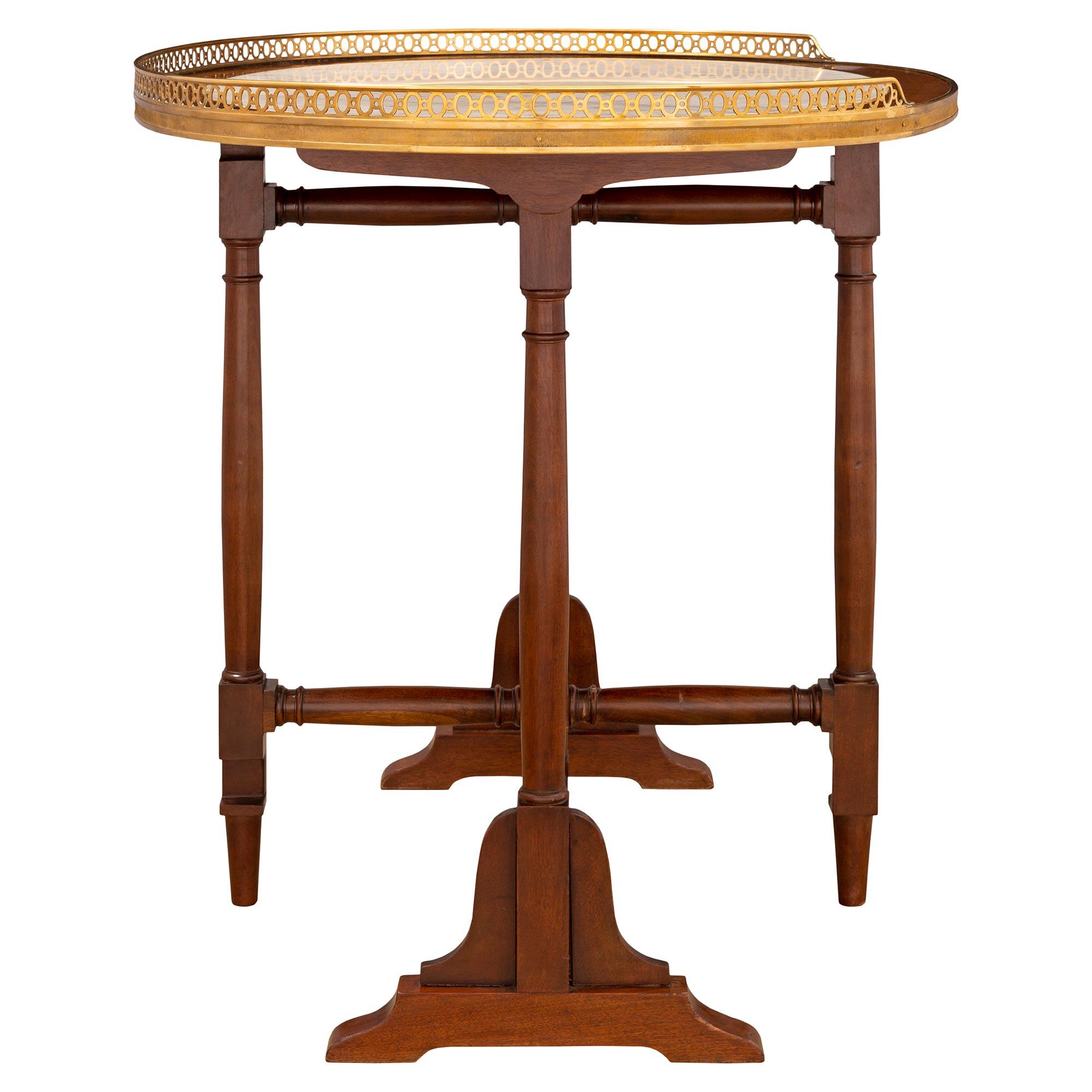 Ormolu French Mid-19th Century Louis XVI Style Mahogany Gateleg Table For Sale