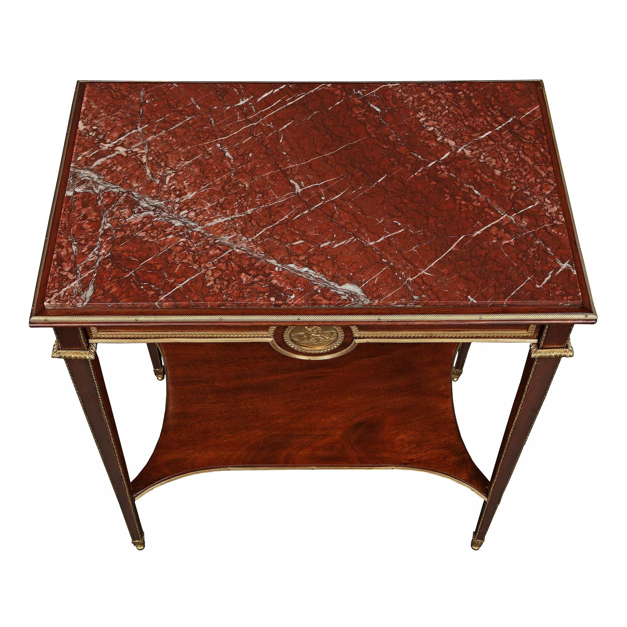 French Mid-19th Century Louis XVI Style Mahogany Rectangular Side Table For Sale 1