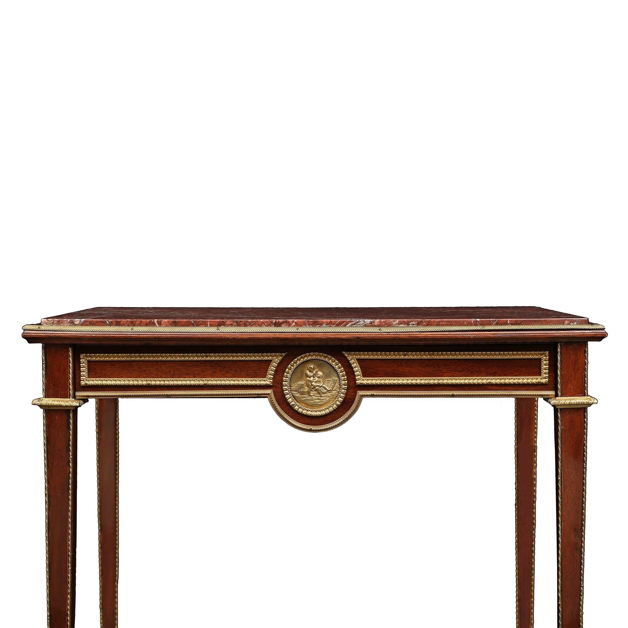 French Mid-19th Century Louis XVI Style Mahogany Rectangular Side Table For Sale 2