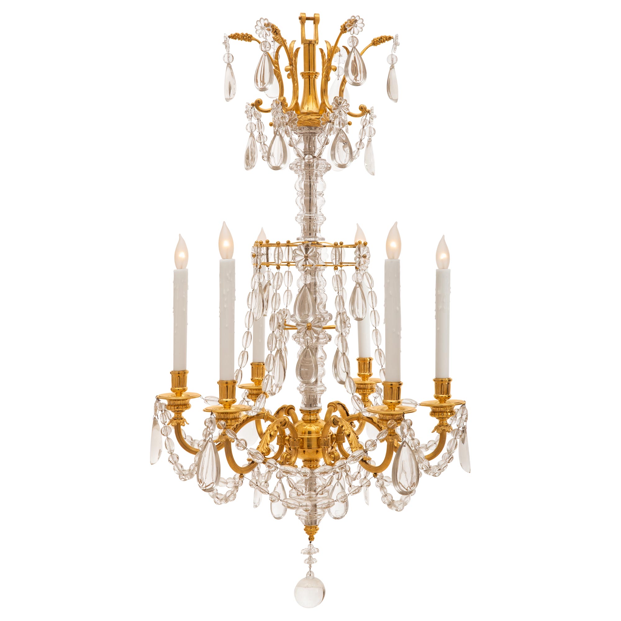 French Mid-19th Century Louis XVI Style Marie Antoinette Crystal Chandelier