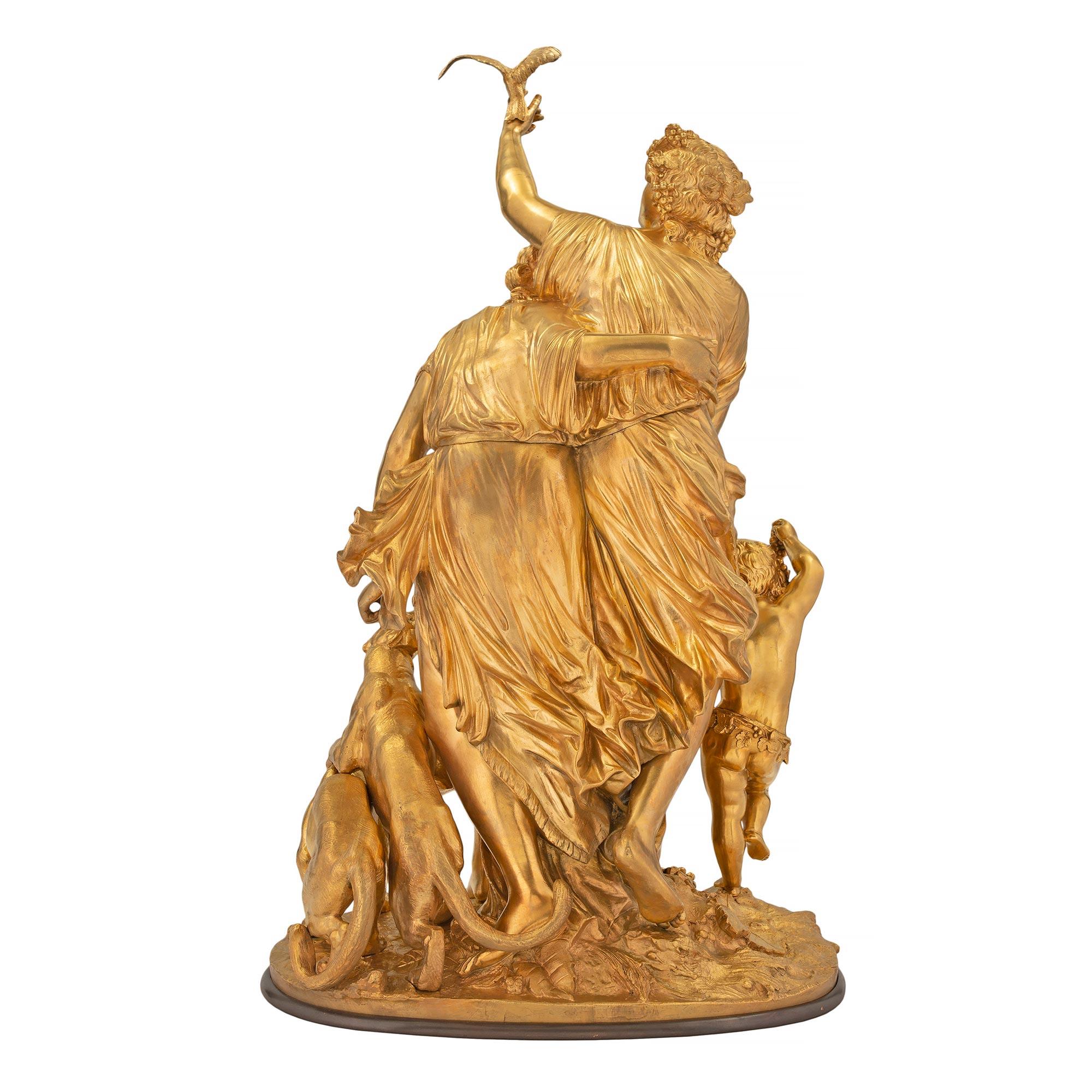 French Mid-19th Century Louis XVI Style Ormolu & Bronze Statue, Signed Delesalle For Sale 1