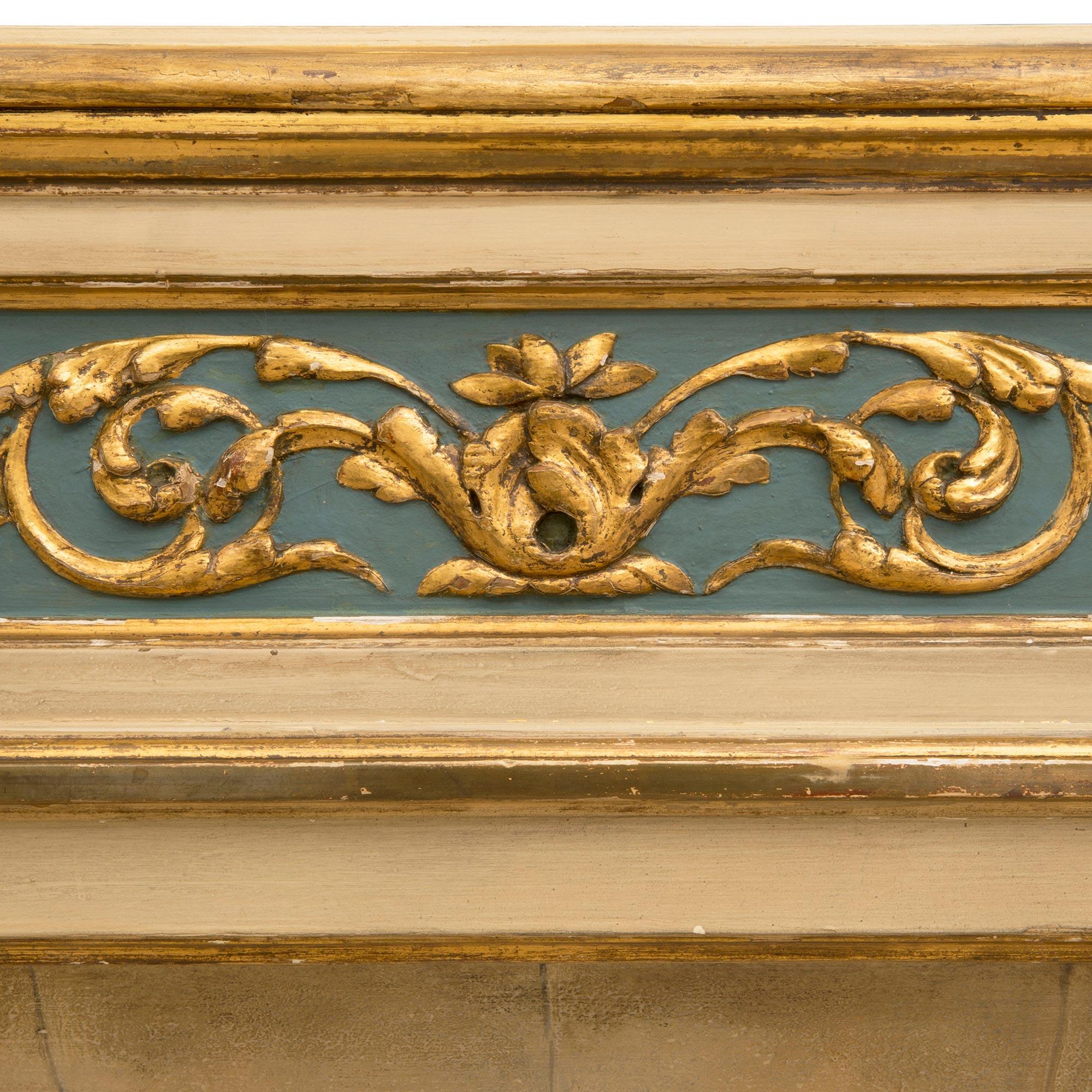 French Mid-19th Century Louis XVI Style Patinated and Giltwood Fireplace Mantel For Sale 1