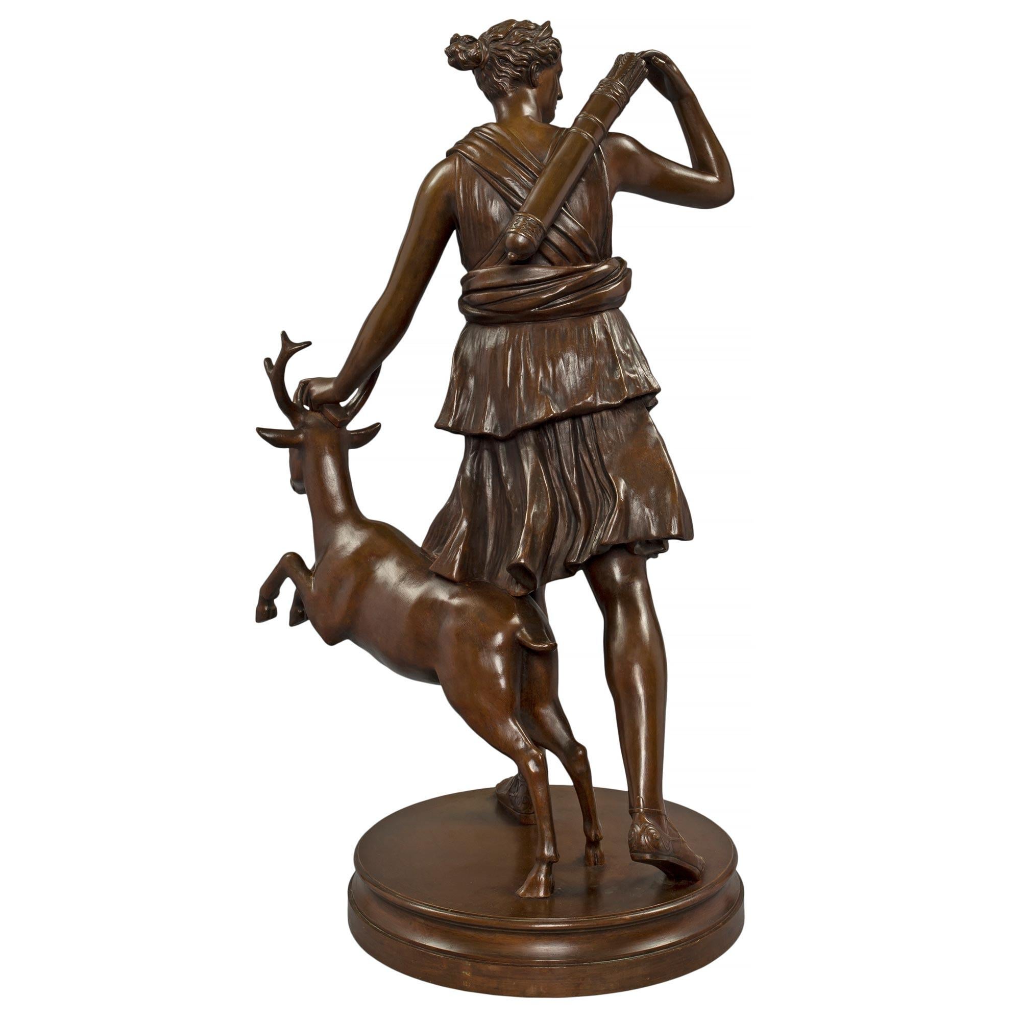 French Mid-19th Century Louis XVI Style Patinated Bronze Statue For Sale 1
