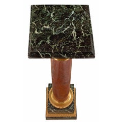 French Mid-19th Century Louis XVI Style Pedestal Column in Marble and Ormolu