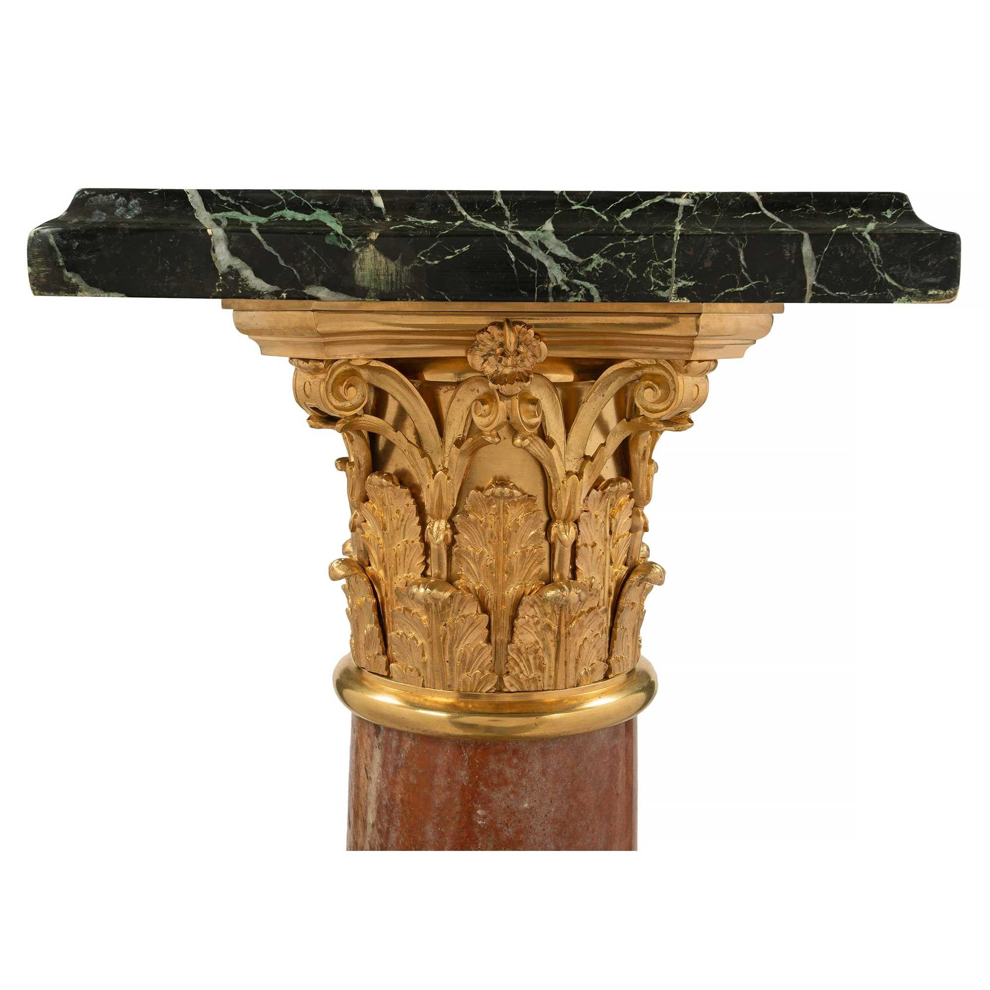 French Mid-19th Century Louis XVI Style Pedestal Column in Marble and Ormolu For Sale 2