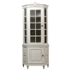 Used French Mid-19th Century Louis XVI Style Two-Part Vitrine with Original Finish