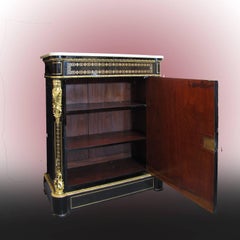 French Mid-19th Century Napoleon III Credenza Gilt Bronze Mounted Ebonized Wood