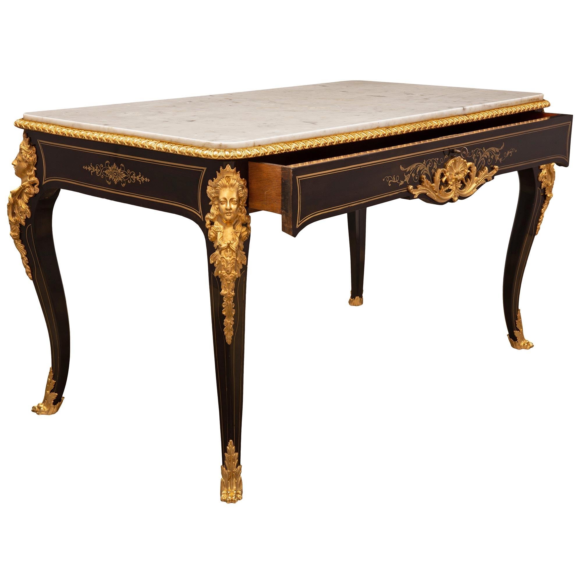 Brass French Mid-19th Century Napoleon III Period Boulle Center Table For Sale