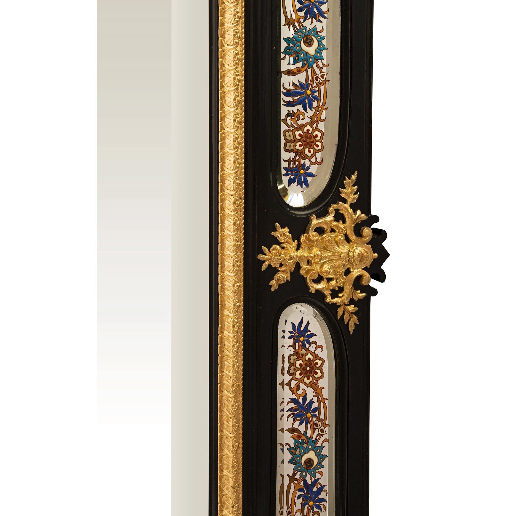 French Mid-19th Century Napoleon III Period Ebony and Ormolu Mirror For Sale 1