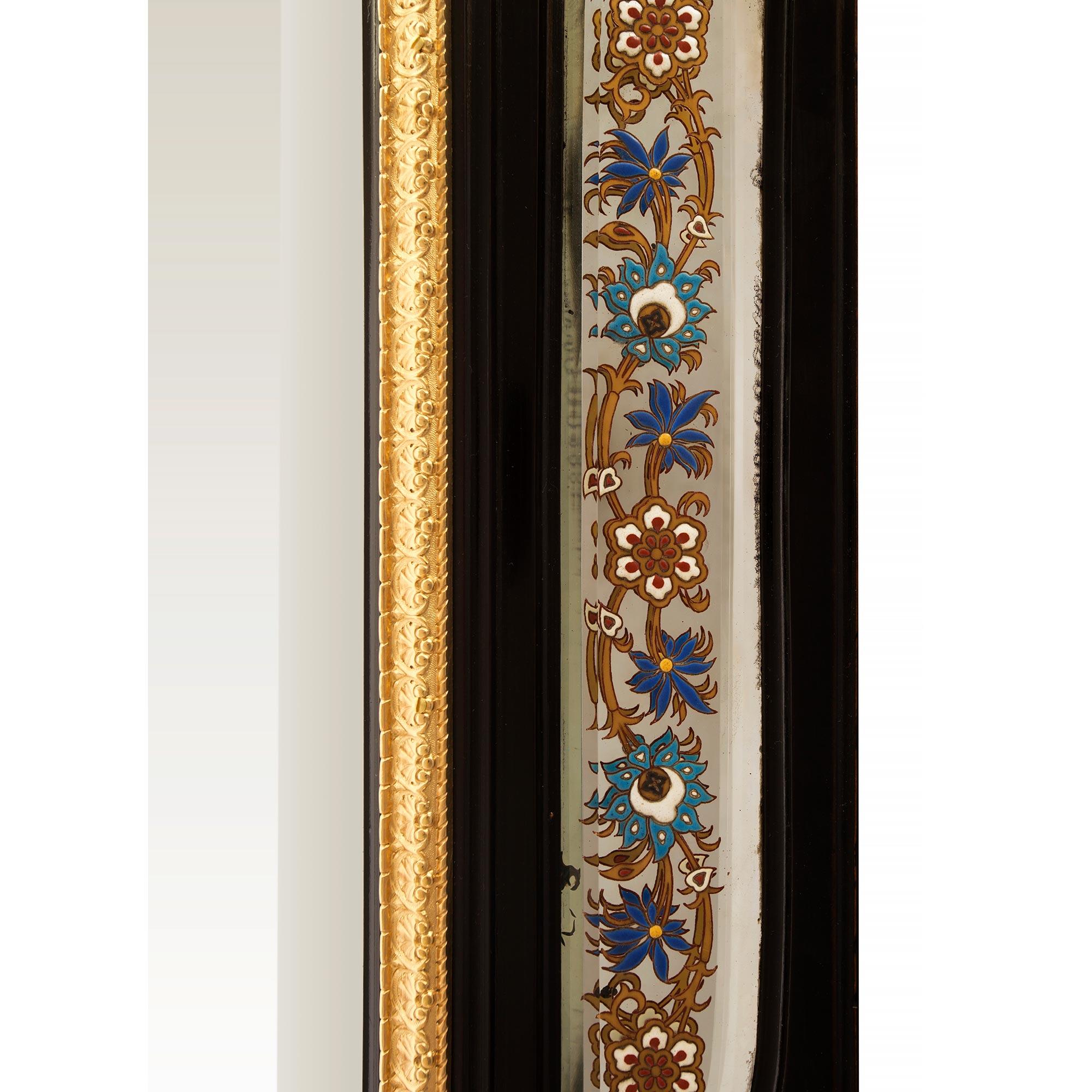 French Mid-19th Century Napoleon III Period Ebony and Ormolu Mirror For Sale 2