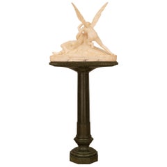 Neoklassische St. Alabaster-Statue von Amor und Psyche aus der Mitte des 19. Jahrhunderts