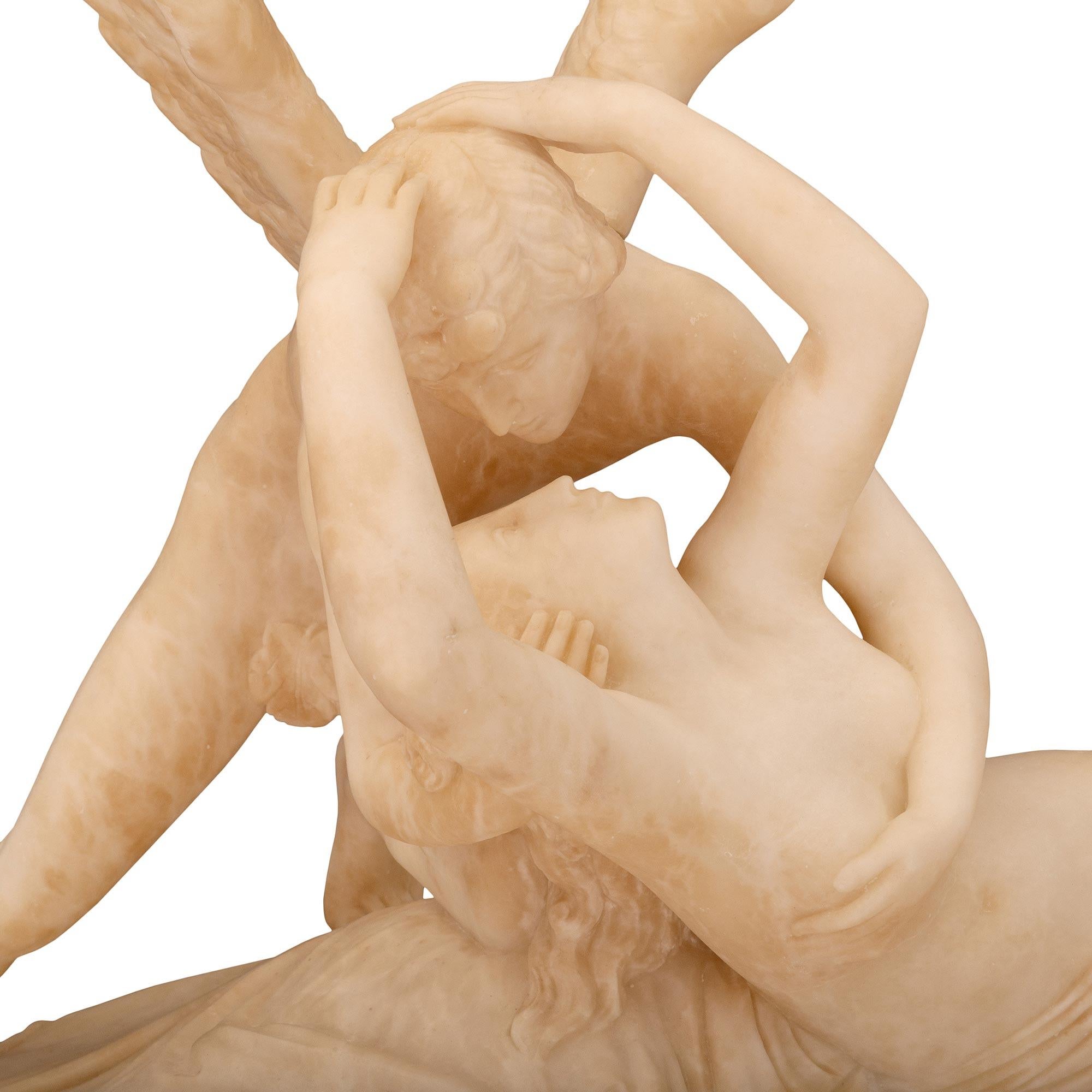 French Mid-19th Century Neo-Classical St. Alabaster Statue of Cupid and Psyche For Sale 2